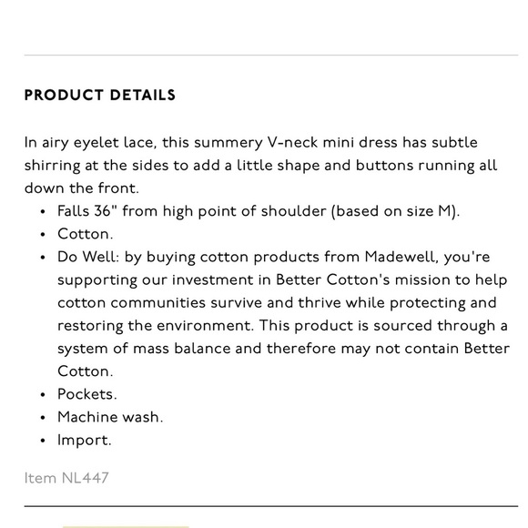 Madewell Button-Front V-Neck Mini Dress - XS - Picture 6 of 7